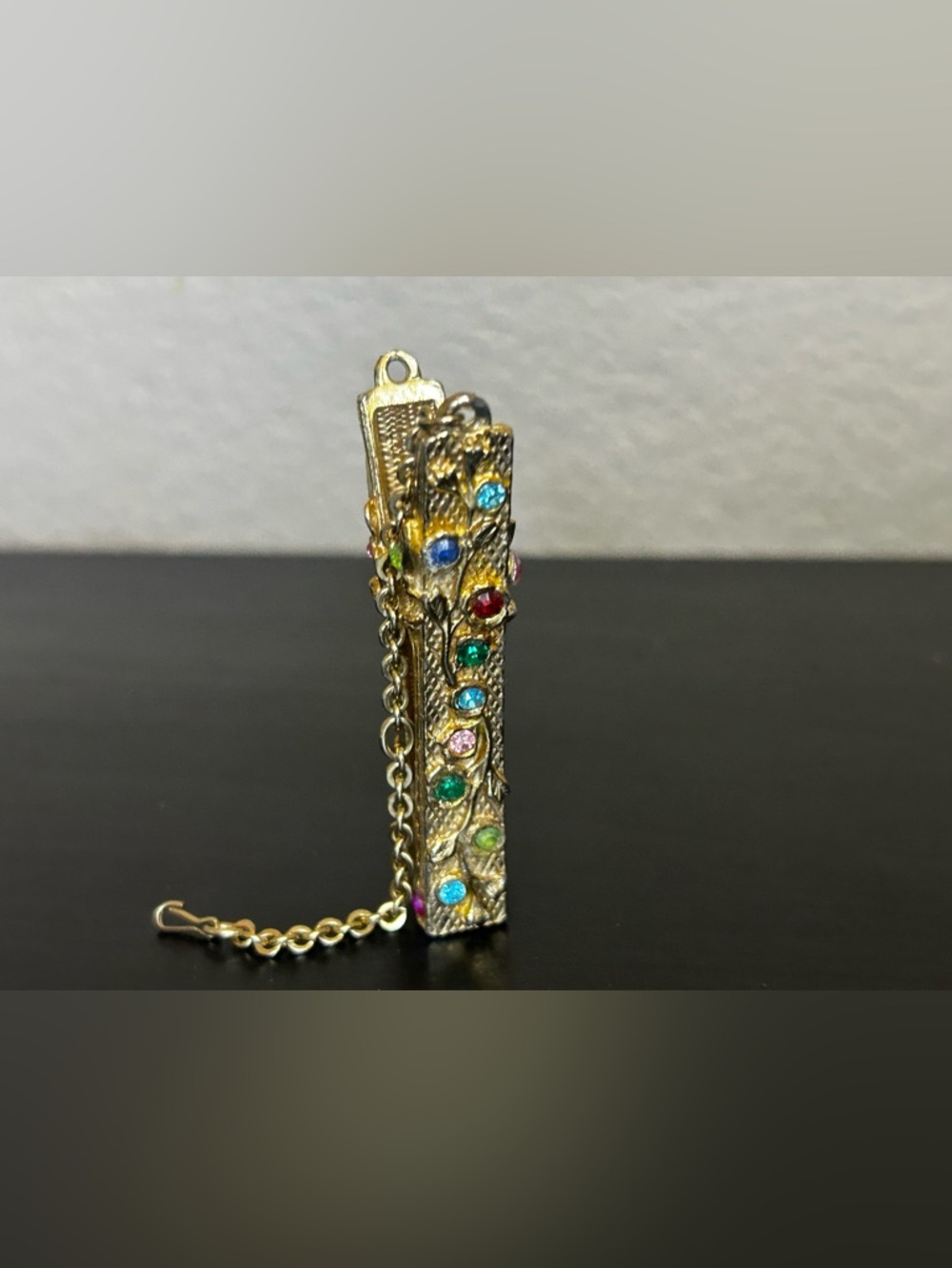 Gold-Tone Multicolor Crystal Bar Sweater/Scarf Clip